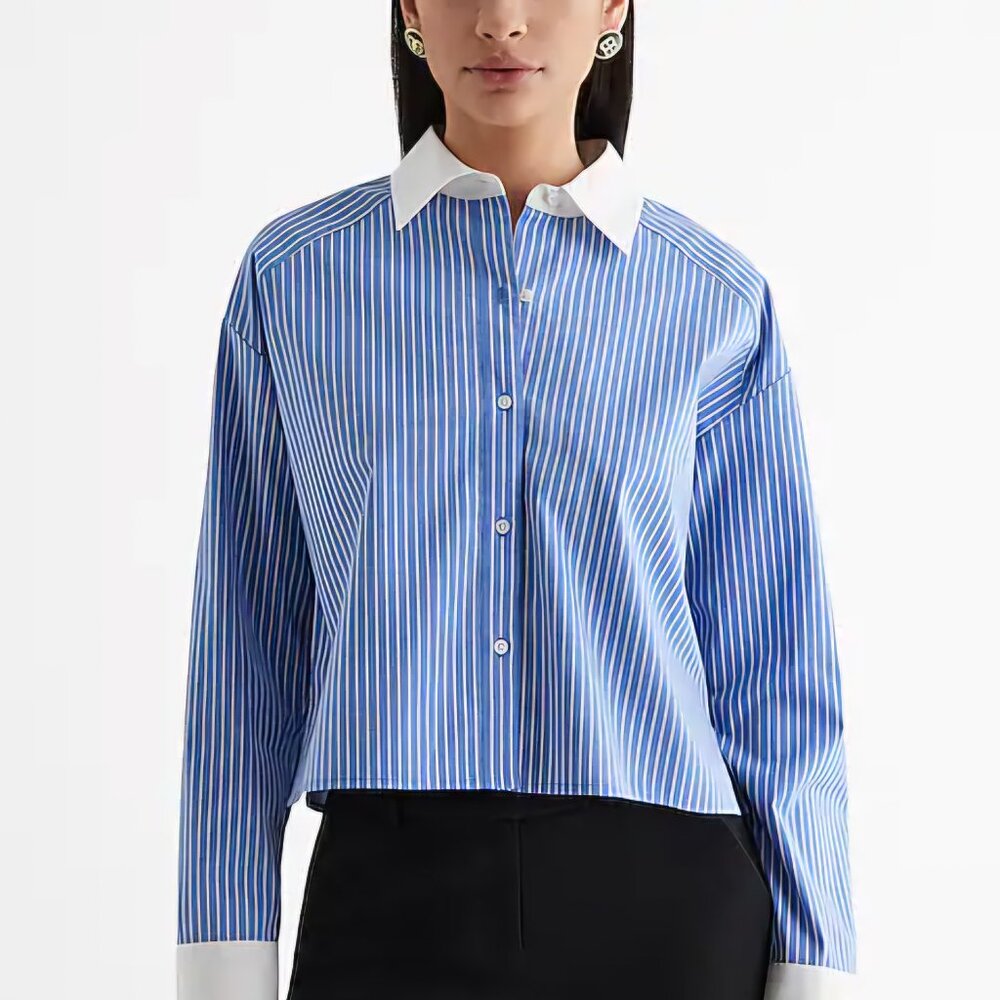 Striped cropped portofino shirt